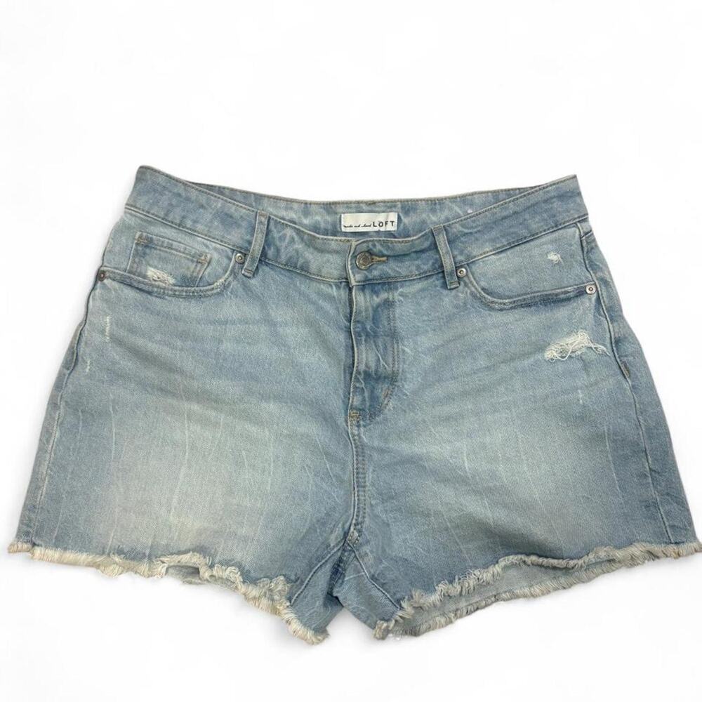 Loft Light Blue Slighy Distressed Denim Shorts